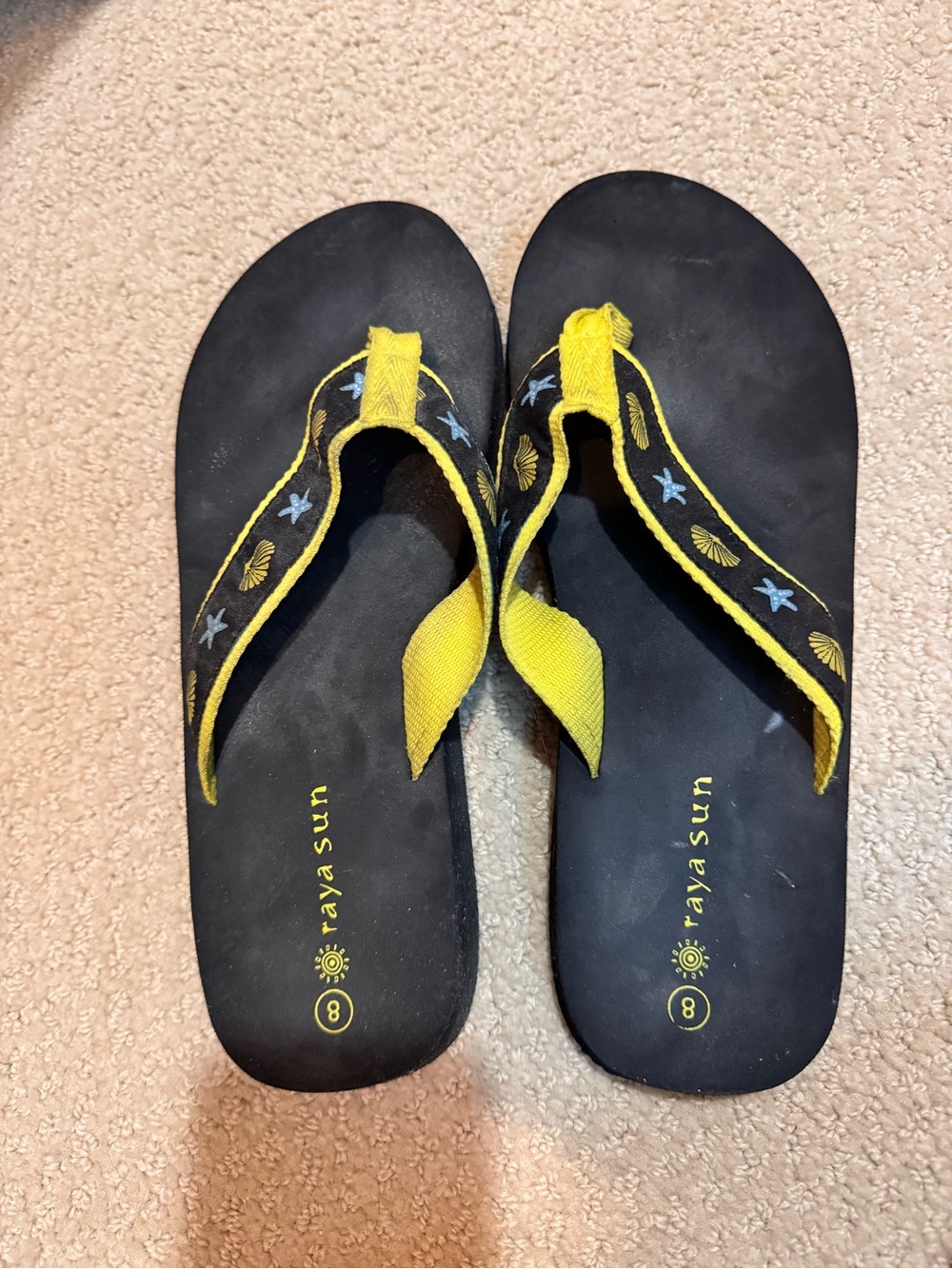 raya sun Black and Yellow Women's Flip Flop Sandals